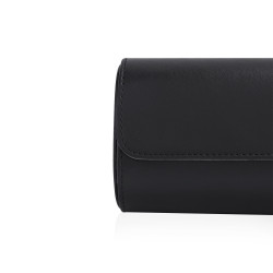 Travel Leather Storage Bag for 3 Watches - Black / Dark Gray Velvet