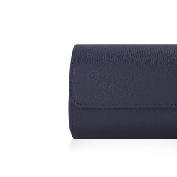 Travel Leather Storage Bag for 3 Watches - Blue / Blue Velvet