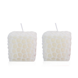 Cube Honeycomb Candle Set - White - 2 Pcs