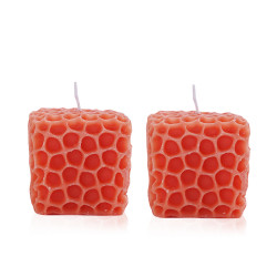 Cube Honeycomb Candle Set - Peach - 2 Pcs