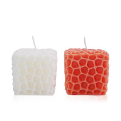 Cube Honeycomb Candle Set of 2 Pcs - White and Peach