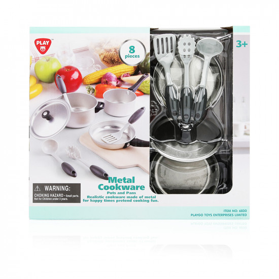 Pots And Pans Metal Cookware - 8 Pcs - Age 3+ Pots And Pans Metal Cookware - 8 Pcs - Age 3+