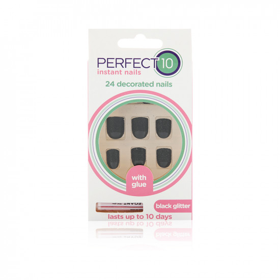 Artificial Nails - Black Glitter - 4022375 Artificial Nails - Black Glitter - 4022375