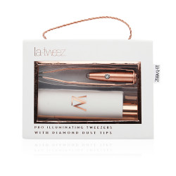 Pro Illuminating Tweezers Rose Gold With Diamond Dust & Carry Case 