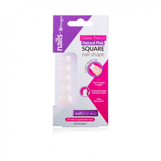 Acrylic Square Nails - French Pink Acrylic Square Nails - French Pink