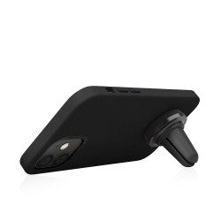 Magnetic Leather Case For Iphone 12 Mini - Black