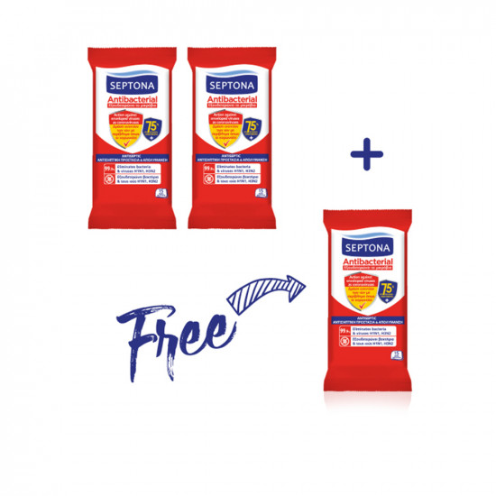 Antibacterial Wipes With 75% Ethanol 15 Pieces (2 + 1 Free)