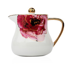 Set Of 6 Tea Cup, 6 Saucers, 1 Tea Pot And Saucer Bowl Floral Design Camillia Collection - Et1104