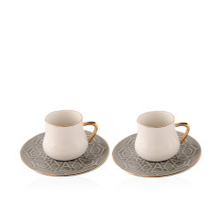 Topkapi 2 Cup & 2 Saucer Set - Gray - ET1194