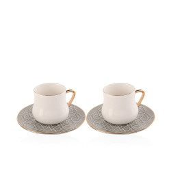 Topkapi 2 Cup & 2 Saucer Set - Gray - ET1206