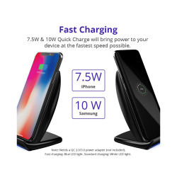 7.5W Dual Coil Wireless Charging Stand - Black