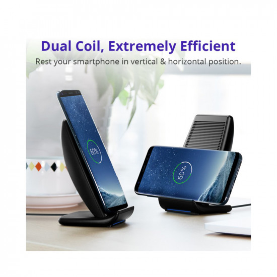 7.5W Dual Coil Wireless Charging Stand - Black