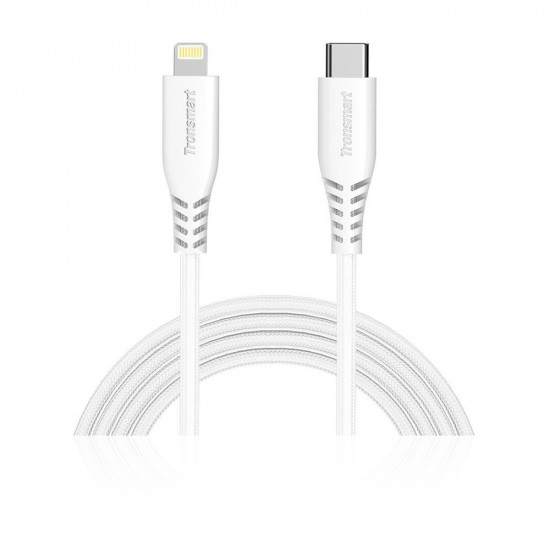 Double Braided Nylon Usb-C To Lightning Cable - White Double Braided Nylon Usb-C To Lightning Cable - White