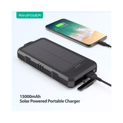 RP-PB124 15000mAh Solar Portable Charger Power Bank - Black