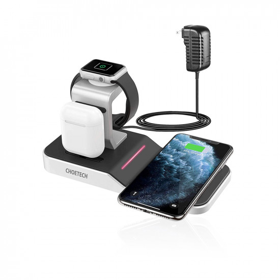 4 in 1 MFI Wireless Charging Dock - Silver 4 in 1 MFI Wireless Charging Dock - Silver
