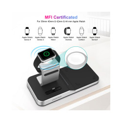 4 in 1 MFI Wireless Charging Dock - Silver