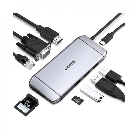 9 in 1 USB C HUB - Silver 9 in 1 USB C HUB - Silver