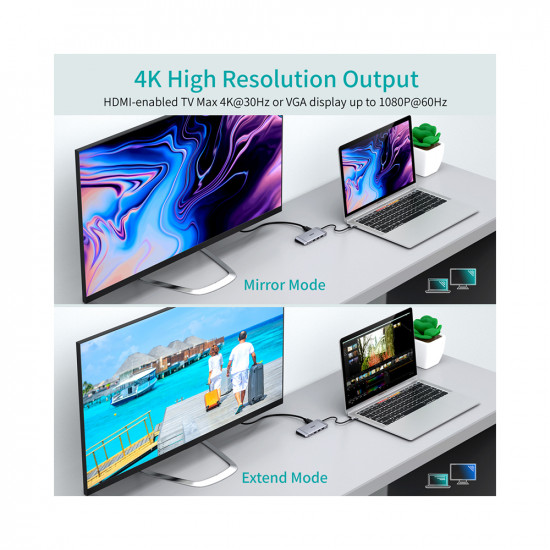 9 in 1 USB C HUB - Silver 9 in 1 USB C HUB - Silver