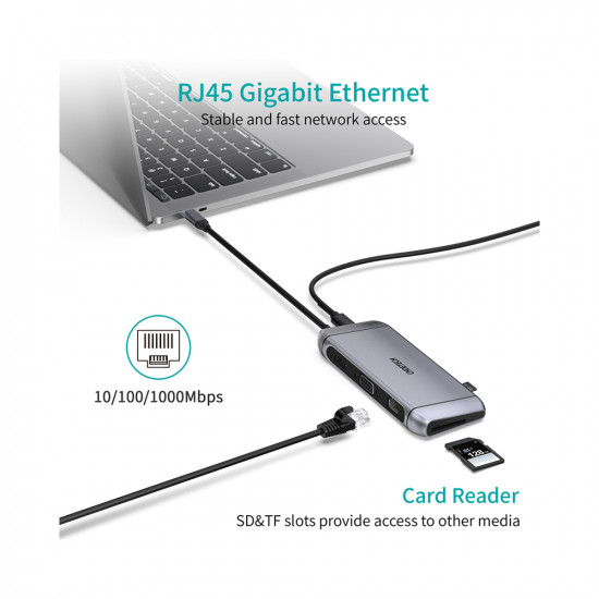 9 in 1 USB C HUB - Silver 9 in 1 USB C HUB - Silver