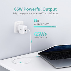65W Dual USB C Port Charger - White