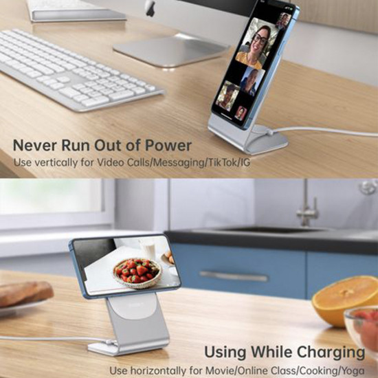 Magnetic Fast Wireless Charging Stand Holder with 5ft USB-C Cable for iPhone 12 - H047+T517 Magnetic Fast Wireless Charging Stand Holder with 5ft USB-C Cable for iPhone 12 - H047+T517
