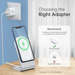 Magnetic Fast Wireless Charging Stand Holder with 5ft USB-C Cable for iPhone 12 - H047+T517