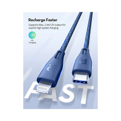 RP-CB1004BLU 1.2m Type-C to Lightning Cable Nylon -  Blue