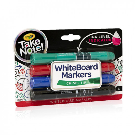 Take Note Broad Line Dry-erase Markers - 4 Colored Marker Take Note Broad Line Dry-erase Markers - 4 Colored Marker