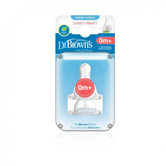 Level - 1 Silicone Narrow Neck Options Nipple - 0 Month - 2 Pack