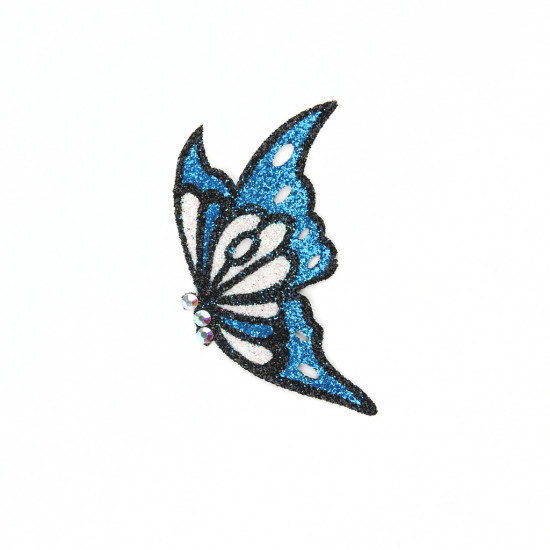 Butterfly Sticker - Blue & White With Black Border