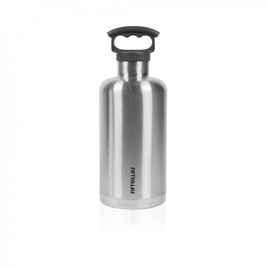 64oz Bottle With Tank Growler 3 Finger Grip Cap Lid - Stainless Steel 64oz Bottle With Tank Growler 3 Finger Grip Cap Lid - Stainless Steel