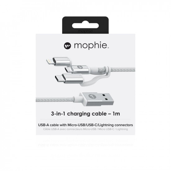 3-In-1 Charging Cable - 1m - White 3-In-1 Charging Cable - 1m - White