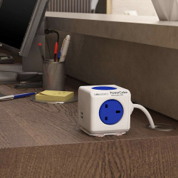 PowerCube Extended USB UK 4x Plug + 2 USB - 1.5m - Blue