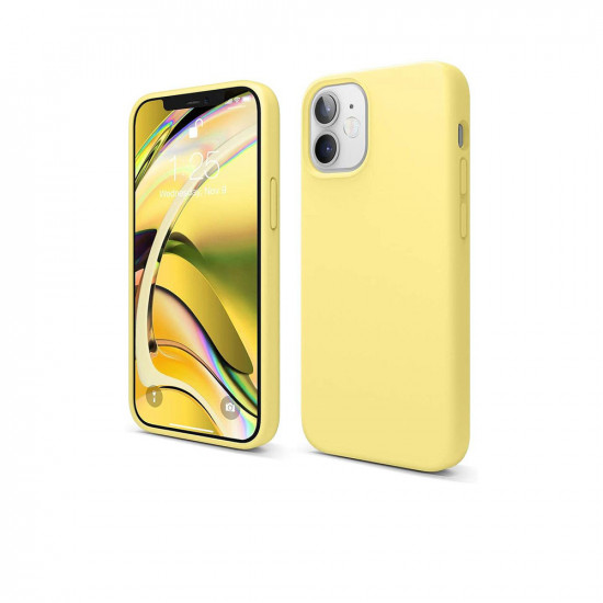 Liquid Silicone Case For iPhone 12 Mini - Yellow
